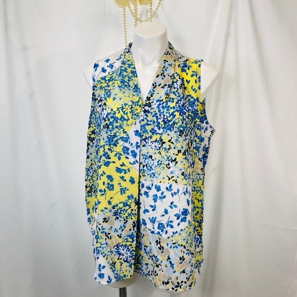 Jones Studio Tops - Jones Studio Women's Sleeveless Floral V-Neck Top